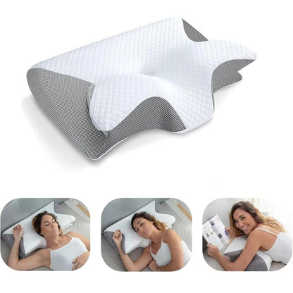 Cuscino cervicale in memory foam, cuscino ortopedico ergonomico 2 in 1 per il dolore al collo, cuscini di supporto sagomati, cuscino per il collo