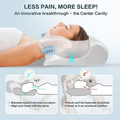 Cuscino cervicale in memory foam, cuscino ortopedico ergonomico 2 in 1 per il dolore al collo, cuscini di supporto sagomati, cuscino per il collo